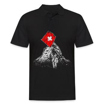 Schweiz Fahnenschwingen Matterhorn Berge - Männer Poloshirt - Schwarz - Vorne - Kai (181cm)