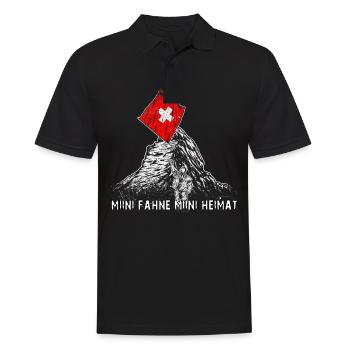 Schweiz Fahnenschwingen Matterhorn Berge - Männer Poloshirt - Schwarz - Vorne - Kai (181cm)