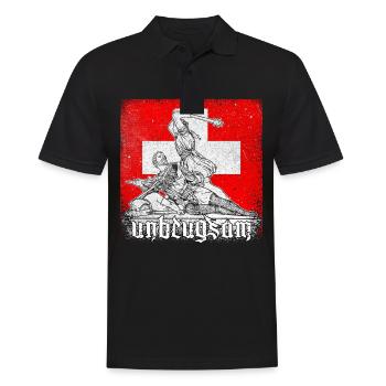 Schweiz Winkelried Schlacht unbeugsam - Männer Poloshirt - Schwarz - Vorne - Kai (181cm)