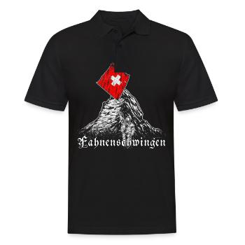Schweiz Fahnenschwingen Matterhorn Berge - Männer Poloshirt - Schwarz - Vorne - Kai (181cm)