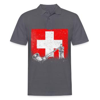 Switzerland Swiss Alphorn Music - Men's Polo Shirt - charcoal grey - Front - Nico (186cm)