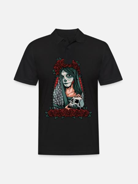 Dia de los Muertos Girl Skull Roses Skull - Men's Polo Shirt - black