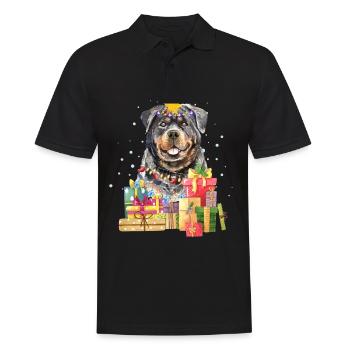 Rottweiler Hund Weihnachten Ugly Xmas - Männer Poloshirt - Schwarz - Vorne - Kai (181cm)