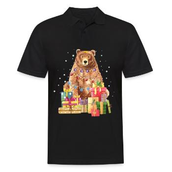Ours brun ours grizzly noël laide - Polo Homme - noir - Devant - Kai (181cm)