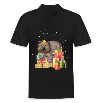 Wombat Australie Noël Noël laid - Polo Homme - noir - Devant - Kai (181cm)