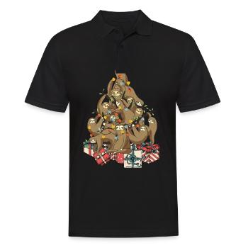 Sloth Sloth Christmas Christmas tree - Men's Polo Shirt - black - Front - Kai (181cm)