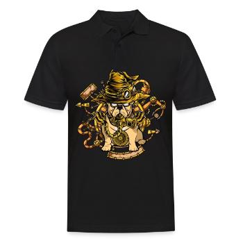 French Bulldog Dog Steampunk Retro - Men's Polo Shirt - black - Front - Kai (181cm)
