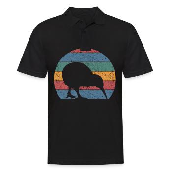 Neuseeland Kiwi Vogel Retro Vintage - Männer Poloshirt - Schwarz - Vorne - Kai (181cm)