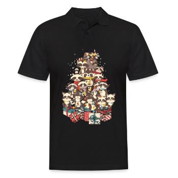 Waschbär Waschbären Weihnachten Weihnachtsbaum - Männer Poloshirt - Schwarz - Vorne - Kai (181cm)