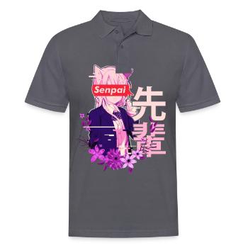Anime Manga Senpai Schulmädchen Zensur - Männer Poloshirt - Anthrazit - Vorne - Nico (186cm)