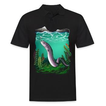 Anguille pêche pêche pêcheur pêcheur - Polo Homme - noir - Devant - Kai (181cm)