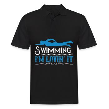 Schwimmen schwimmen ich liebe es - Männer Poloshirt - Schwarz - Vorne - Kai (181cm)