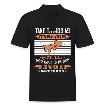 Karate take things as they are, strike, - Men's Polo Shirt - black - Front - Kai (181cm)