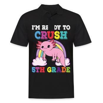 I'm Ready to Crush 5th Grade Axolotl Rainbow - Men's Polo Shirt - black - Front - Kai (181cm)