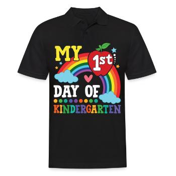 My First Day Of Kindergarten Colorful Rainbow - Männer Poloshirt - Schwarz - Vorne - Kai (181cm)