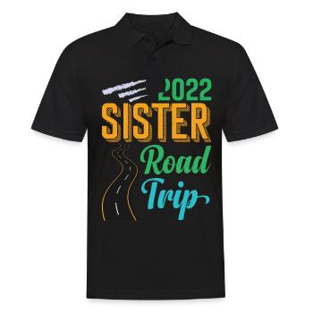 2022 Sister Road Trip Vacation Girls Retro Vintage - Männer Poloshirt - Schwarz - Vorne - Kai (181cm)