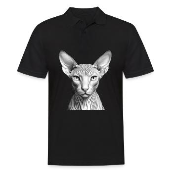 Coole Sphynx-Katze - Männer Poloshirt - Schwarz - Vorne - Kai (181cm)