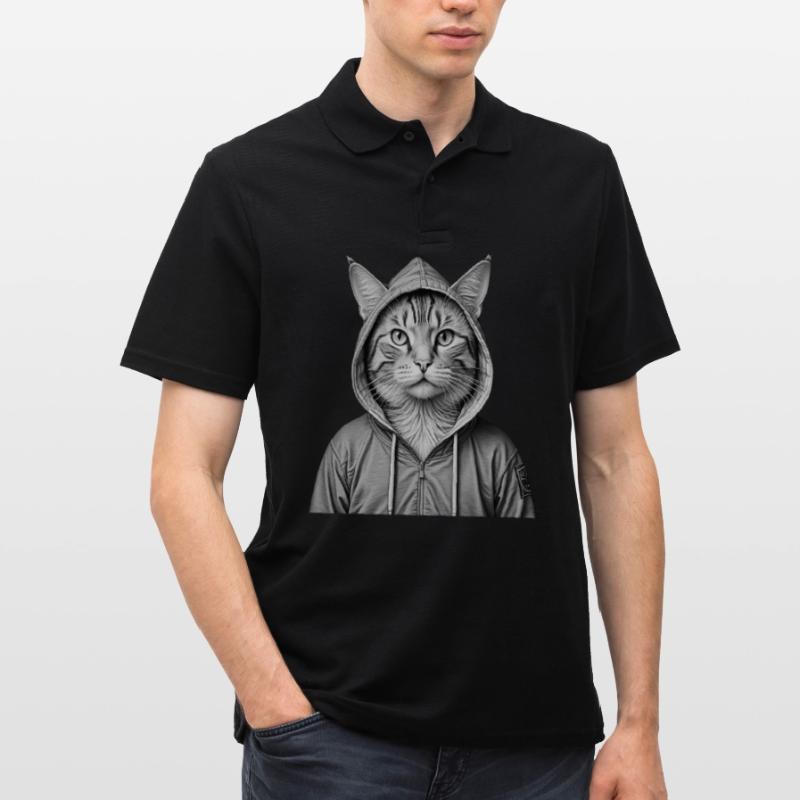 Coole Katze mit Kapuzenpullover Männer Poloshirt