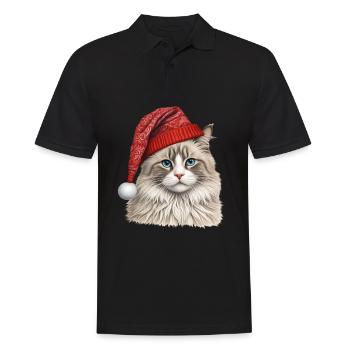 Chat ragdoll de Noël - Polo Homme - noir - Devant - Kai (181cm)