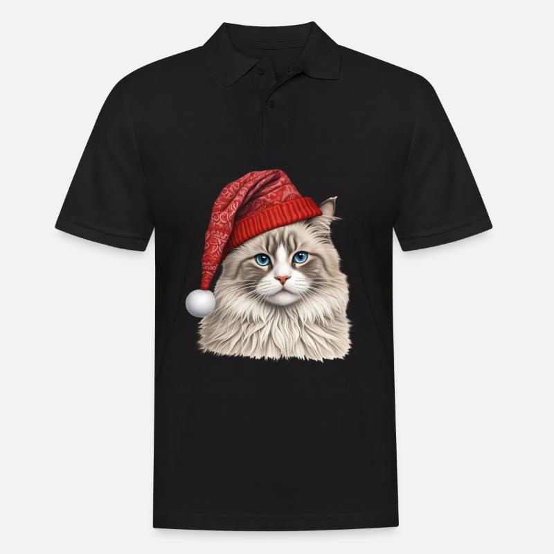 Weihnachten Ragdoll Katze - Männer Poloshirt - Schwarz