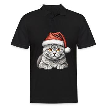 Chat de Noël American Shorthair - Polo Homme - noir - Devant - Kai (181cm)