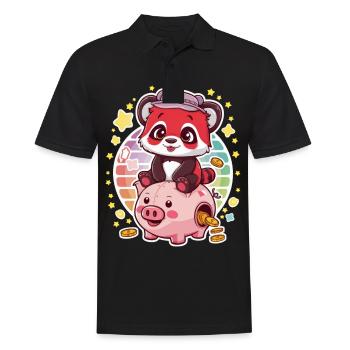 Panda Kawaii Rouge avec Tirelire - Polo Homme - noir - Devant - Kai (181cm)
