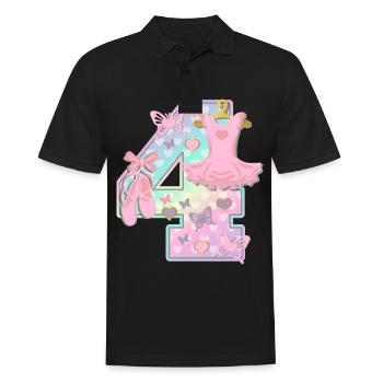 Ballerina 4. Geburtstagsparty Nummer 4 - 4 Jahre - Männer Poloshirt - Schwarz - Vorne - Kai (181cm)