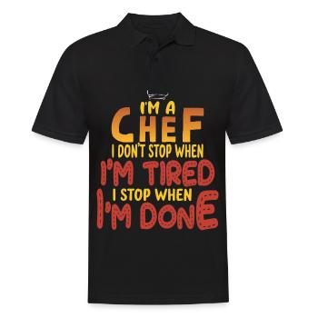 Chef Chef Chef Cuisine Drôle de dicton - Polo Homme - noir - Devant - Kai (181cm)
