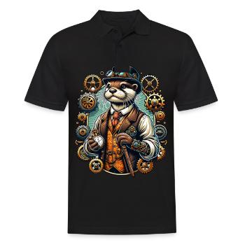 Loutre steampunk avec engrenages - Polo Homme - noir - Devant - Kai (181cm)