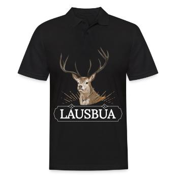 Lausbua Hirsch Lederhosen - Männer Poloshirt - Schwarz - Vorne - Kai (181cm)