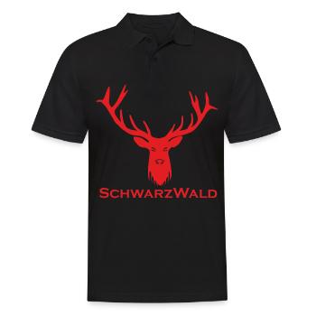 Schwarzwald Hirsch - Uni rot - Männer Poloshirt - Schwarz - Vorne - Kai (181cm)