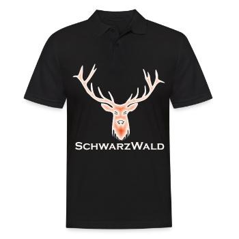 Schwarzwald Hirsch - Batik rot - Männer Poloshirt - Schwarz - Vorne - Kai (181cm)