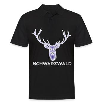 Schwarzwald Hirsch - Batik blau - Männer Poloshirt - Schwarz - Vorne - Kai (181cm)