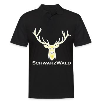 Schwarzwald Hirsch - Batik gelb - Männer Poloshirt - Schwarz - Vorne - Kai (181cm)