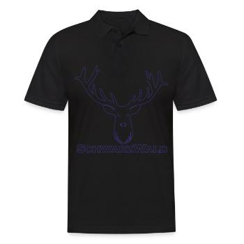 Schwarzwald Hirsch - Rand blau - Männer Poloshirt - Schwarz - Vorne - Kai (181cm)