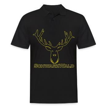 Schwarzwald Hirsch - Rand gelb - Männer Poloshirt - Schwarz - Vorne - Kai (181cm)