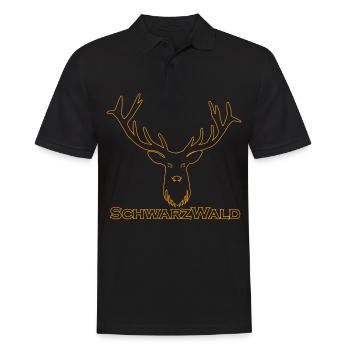 Schwarzwald Hirsch - Rand orange - Männer Poloshirt - Schwarz - Vorne - Kai (181cm)