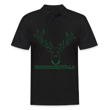 Schwarzwald Hirsch - Rand grün - Männer Poloshirt - Schwarz - Vorne - Kai (181cm)