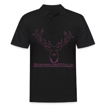 Schwarzwald Hirsch - Rand lila - Männer Poloshirt - Schwarz - Vorne - Kai (181cm)