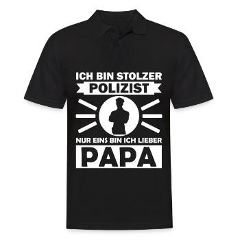 Geburtstagsgeschenk Polizist Vater Lustiger Spruch - Männer Poloshirt - Schwarz - Vorne - Kai (181cm)