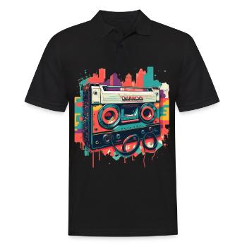 Retro Mixtape - Männer Poloshirt - Schwarz - Vorne - Kai (181cm)