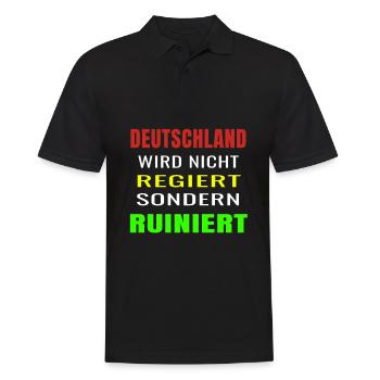 Deutschland wird nicht regiert sondern ruiniert - Männer Poloshirt - Schwarz - Vorne - Kai (181cm)