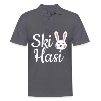 Vacances au ski Skihase Skihasi Ski lièvre - Polo Homme - charbon - Devant - Nico (186cm)