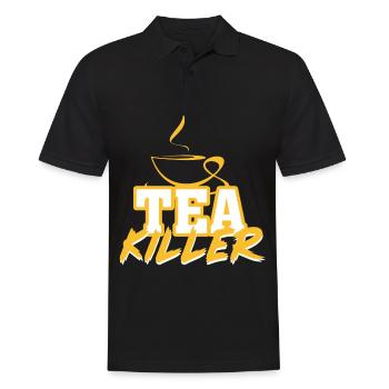 Teetrinker Tee - Männer Poloshirt - Schwarz - Vorne - Kai (181cm)