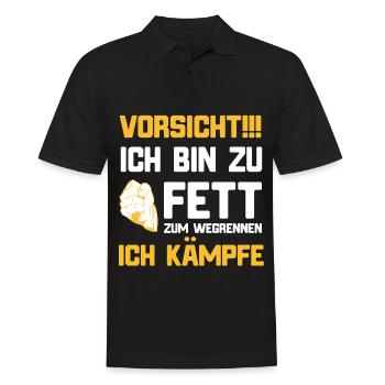 Lustiger Spruch für Dicke ich bin zu fett - Männer Poloshirt - Schwarz - Vorne - Kai (181cm)