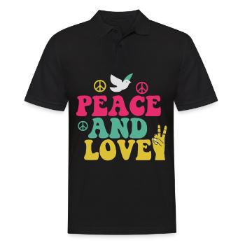 Hippie Peace and Love Puissance des fleurs des années 70 - Polo Homme - noir - Devant - Kai (181cm)