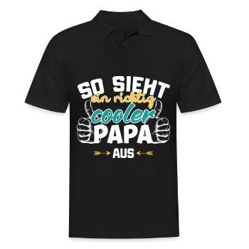 Geschenk Vater cooler Papa - Männer Poloshirt - Schwarz - Vorne - Kai (181cm)