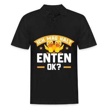 Ich mag halt Enten Ok? - Männer Poloshirt - Schwarz - Vorne - Kai (181cm)