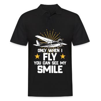 Fliegen - Nur wenn ich fliege Spruch - Männer Poloshirt - Schwarz - Vorne - Kai (181cm)