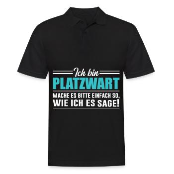 Platzwart Hausmeister Fußball Geschenk Idee lustig - Männer Poloshirt - Schwarz - Vorne - Kai (181cm)